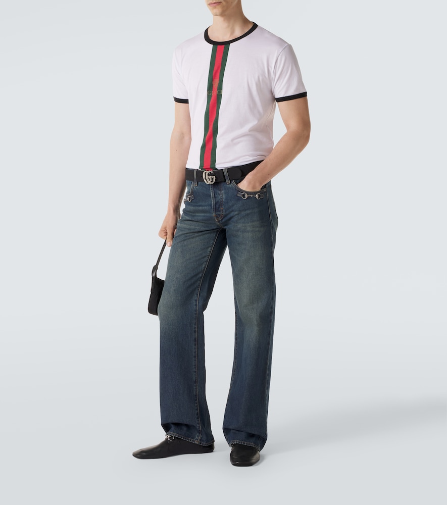  Gucci Gucci T-shirt Web Stripe Aus Baumwoll-jersey 