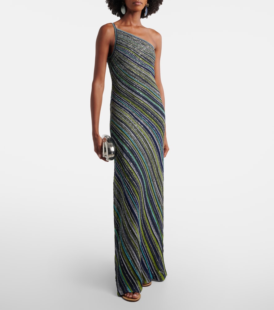 Missoni Sequined one-shoulder lamé maxi dress