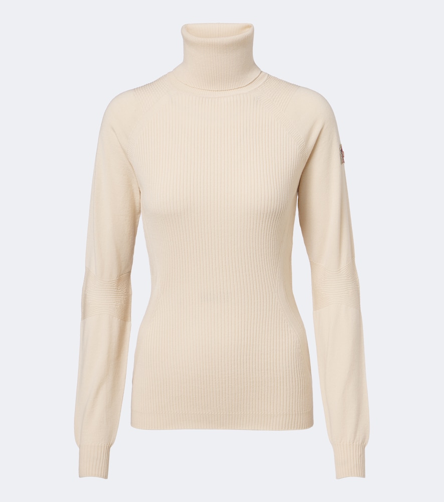 Moncler Grenoble Donna Pullover A Collo Alto In Misto Lana A Coste Beige It Taglia 44- Mytheresa