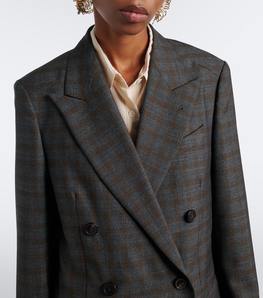 Checked Double-Breasted Coat