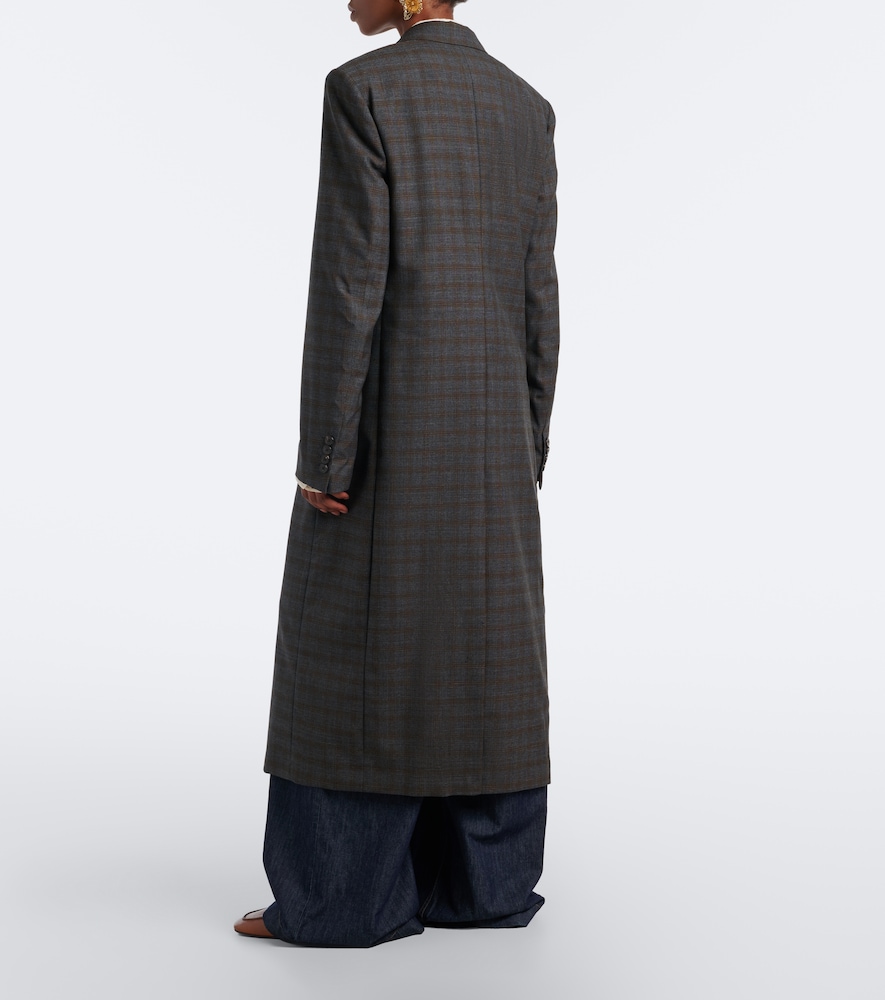 Checked Double-Breasted Coat