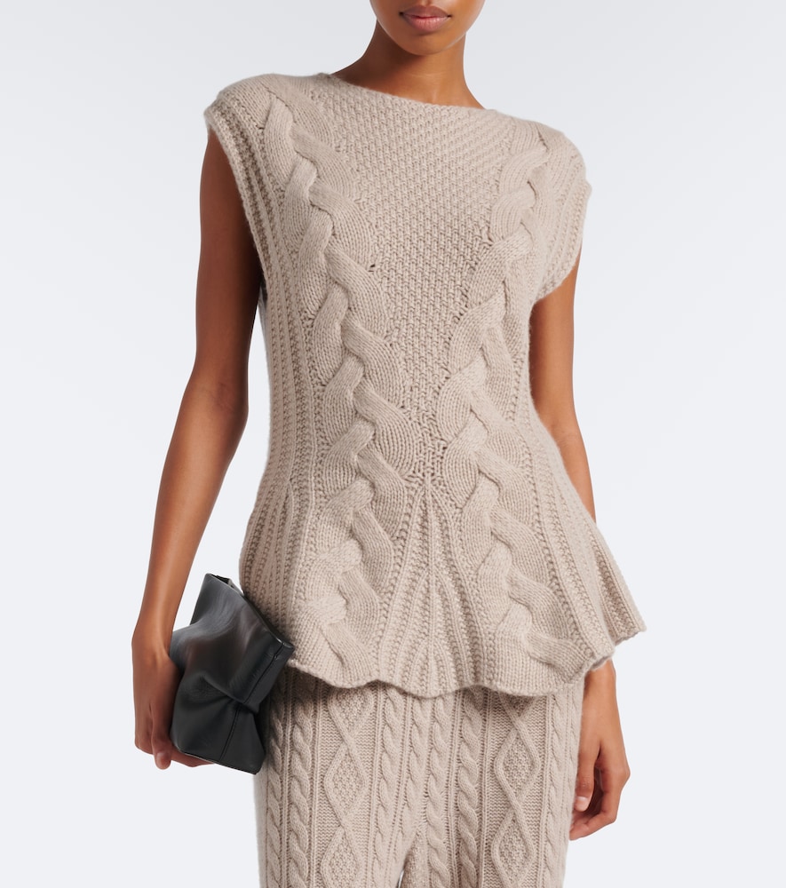 Signy Cable-Knit Peplum Cashmere Top