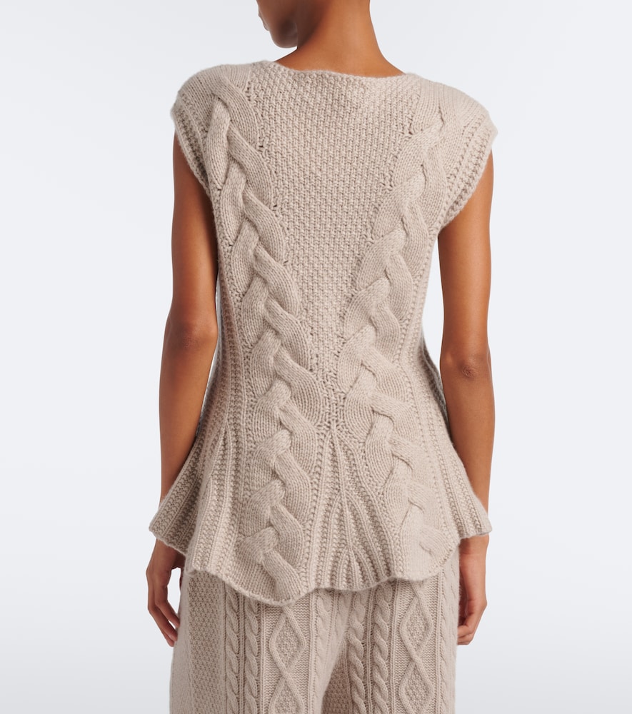 Signy Cable-Knit Peplum Cashmere Top