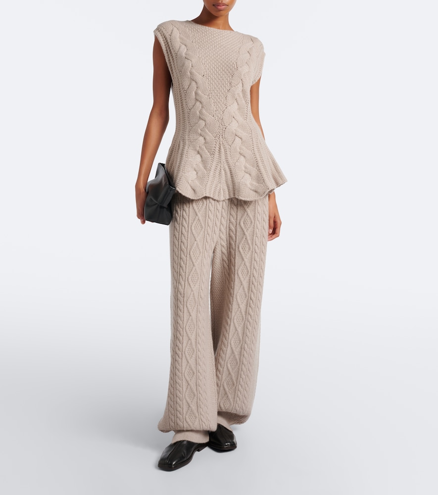 Signy Cable-Knit Peplum Cashmere Top