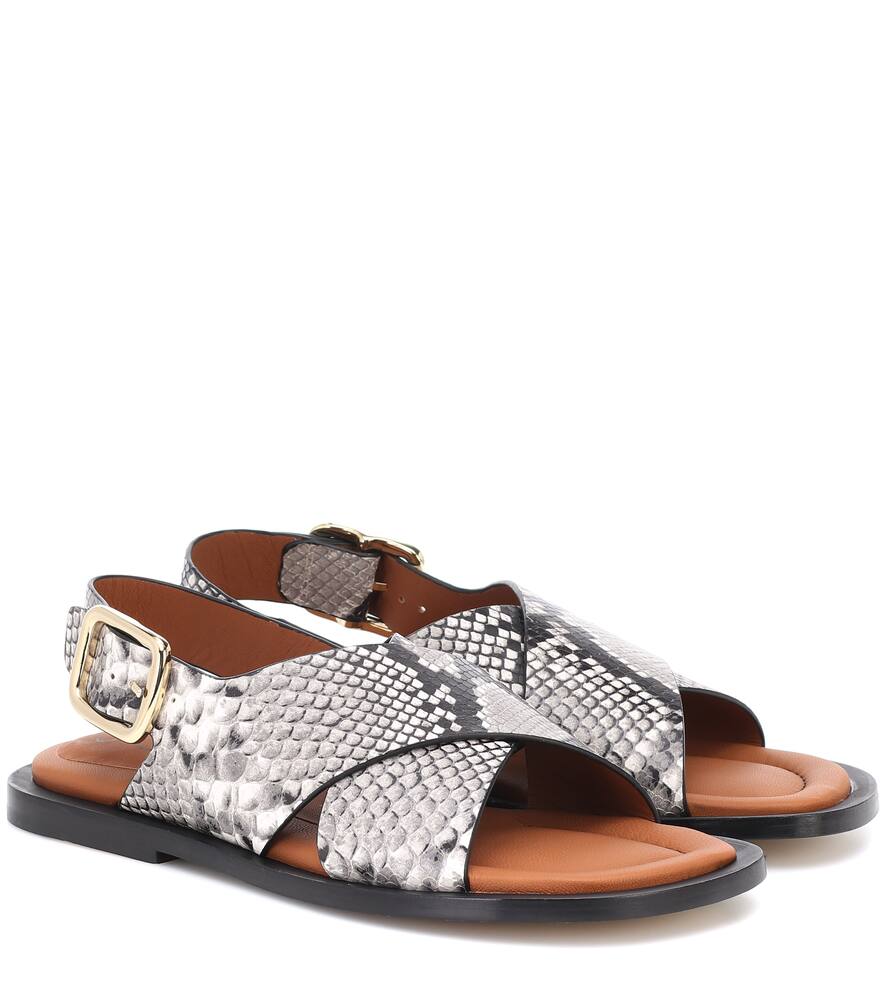 Click to view more detailed imagery on our partner's website Joseph Snake-effect Leather Sandals In Grey
