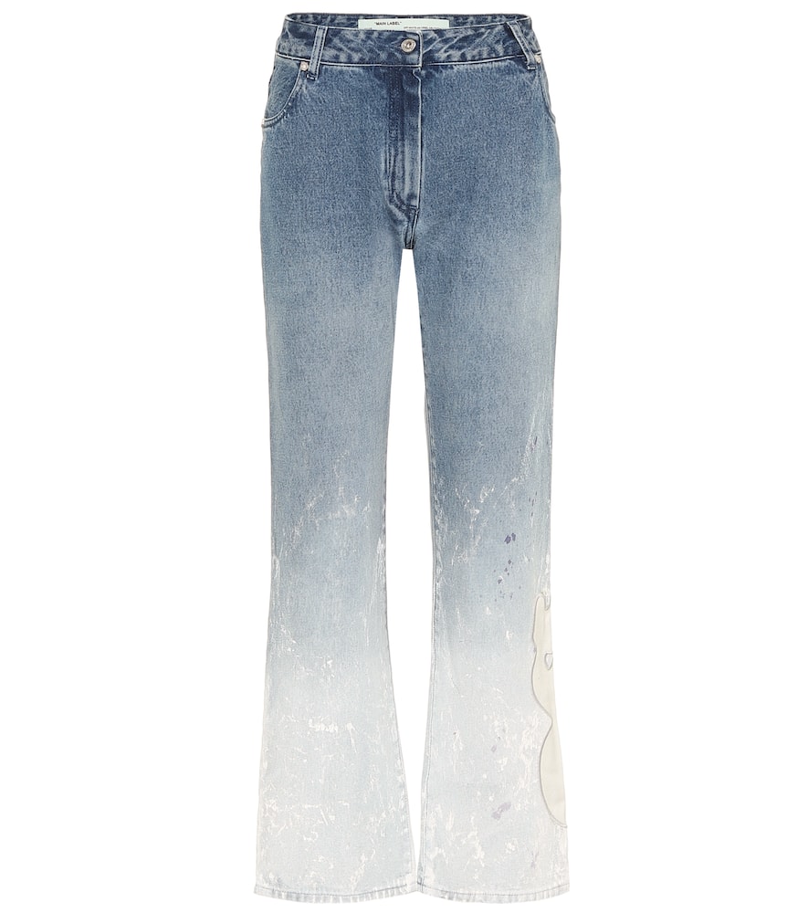 Off-white Faded Mid-rise Kick-flare Jeans In Blue