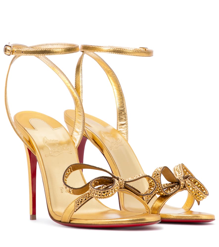 christian louboutin gold strappy heels