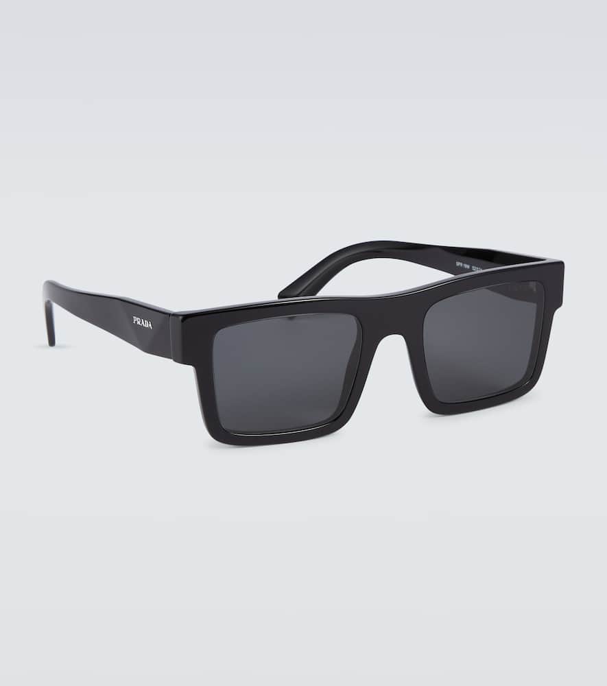 Prada Square-frame Logo-engraved Sunglasses In Black/black