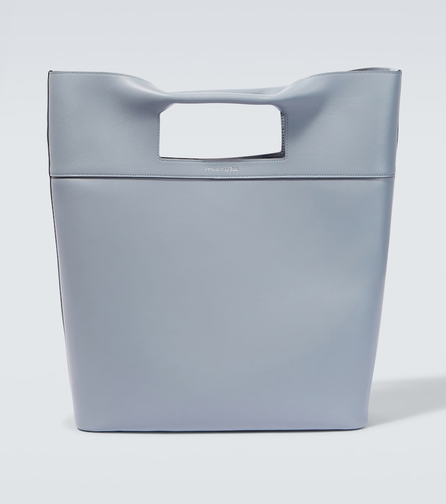 Alexander Mcqueen The Square Leather Tote In Dove Grey