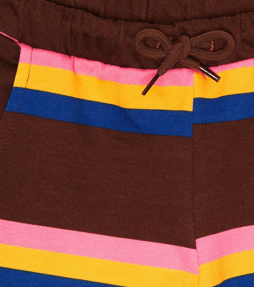 Mini Rodini Stripe-pattern Cotton Shorts In Brown