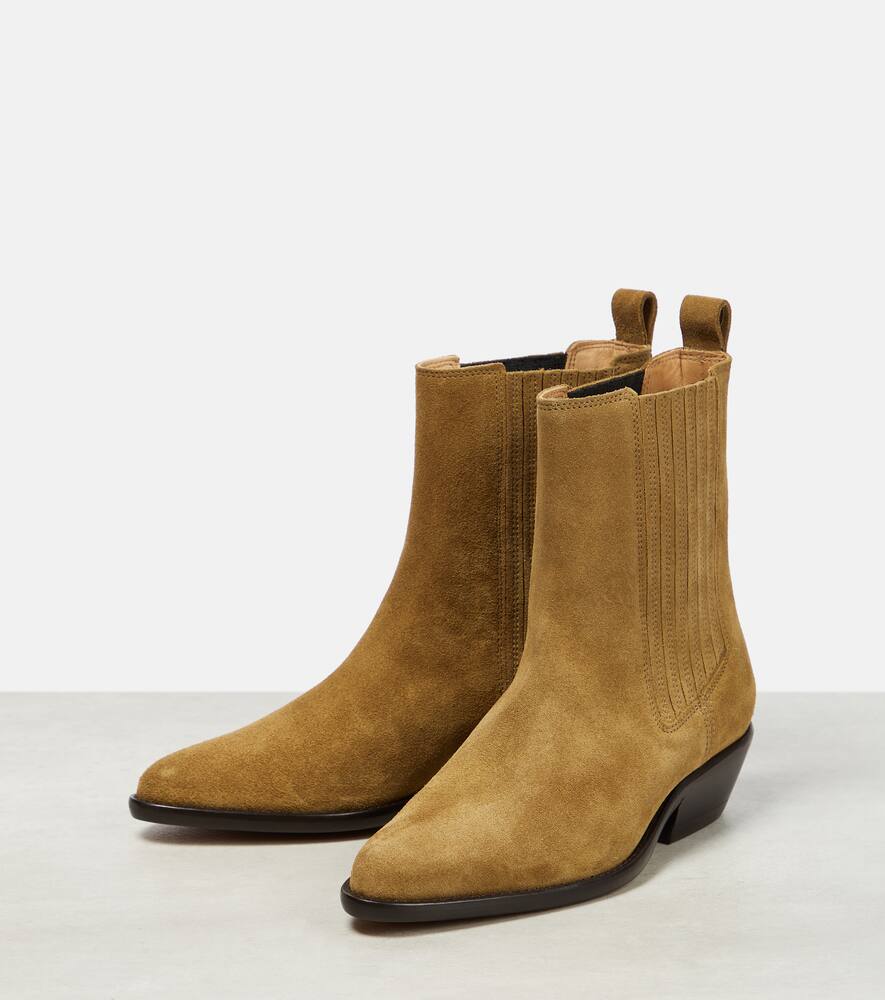 Shop Isabel Marant Delena Suede Ankle Boots In Taupe