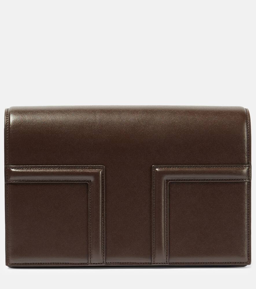 Totême T-flap Leather Shoulder Bag In Brown