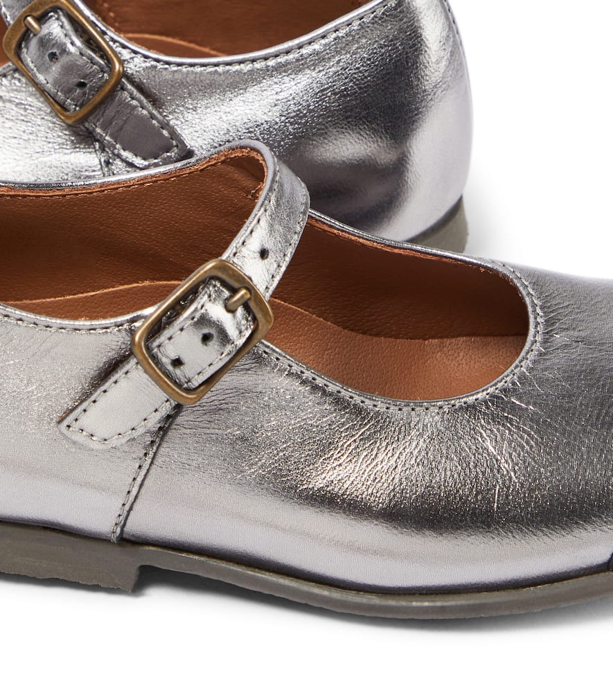 Shop Pèpè Metallic Leather Ballet Flats In Multicoloured