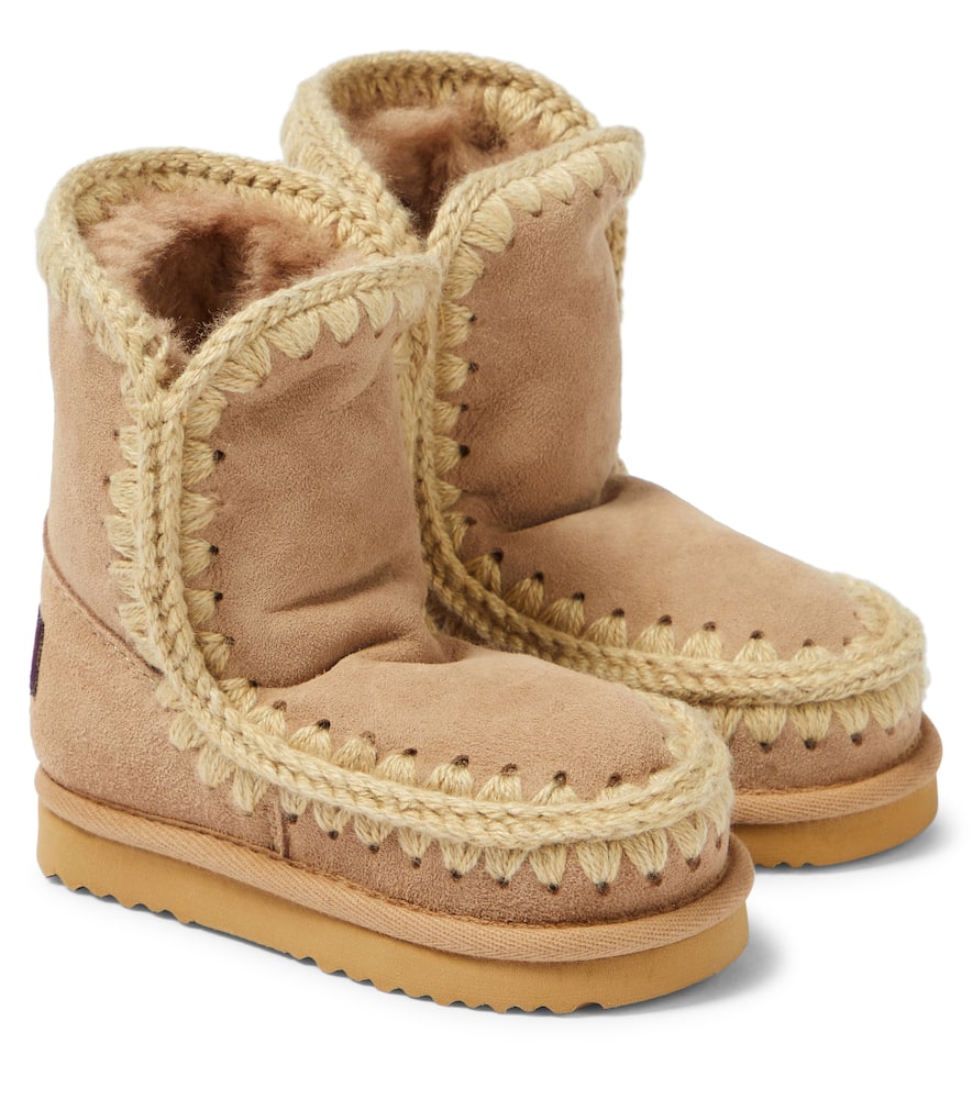 Mou Kids Shearling-lined suede boots