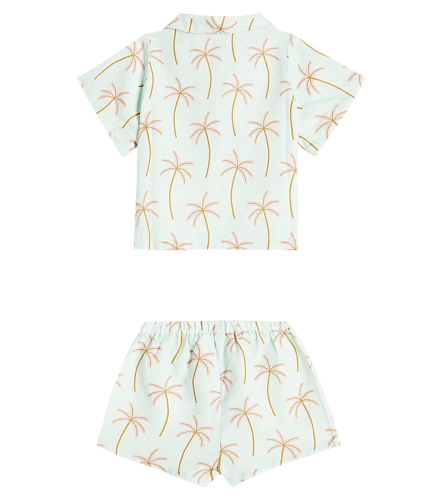 The New Society Baby Set Palm Spring Aus Hemd Und Shorts In Blau