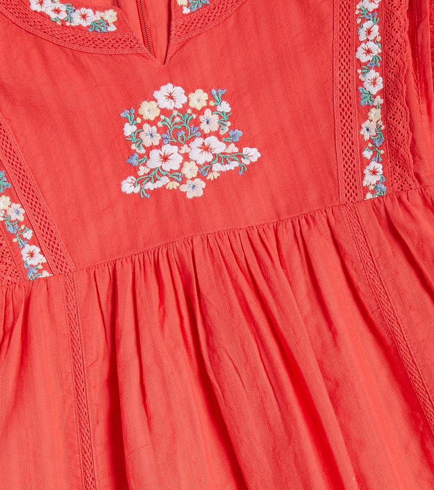 Tartine Et Chocolat Embroidered Cotton Dress In Red