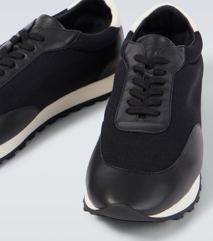 The Row Owen Leather-trimmed Sneakers In Black/white/black