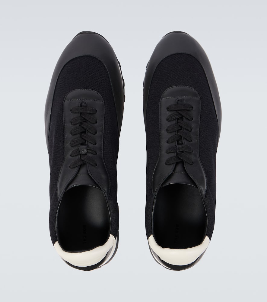 The Row Owen Leather-trimmed Sneakers In Black/white/black