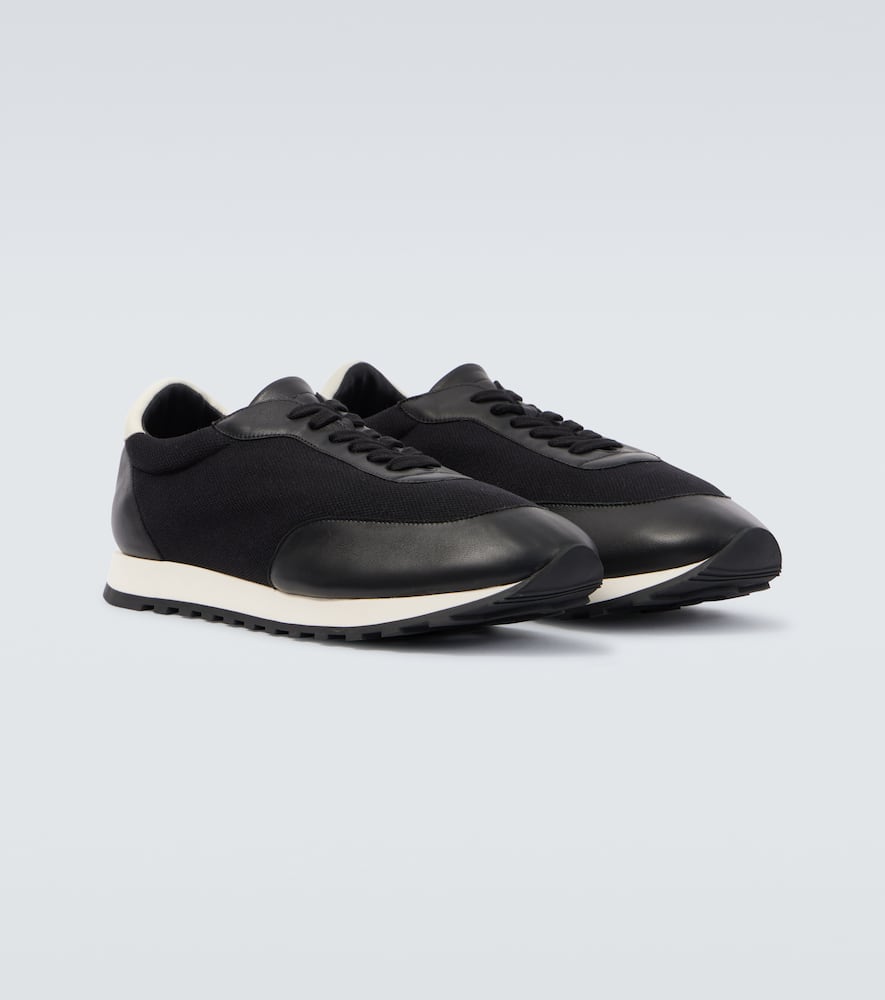 The Row Owen Leather-trimmed Sneakers In Black/white/black