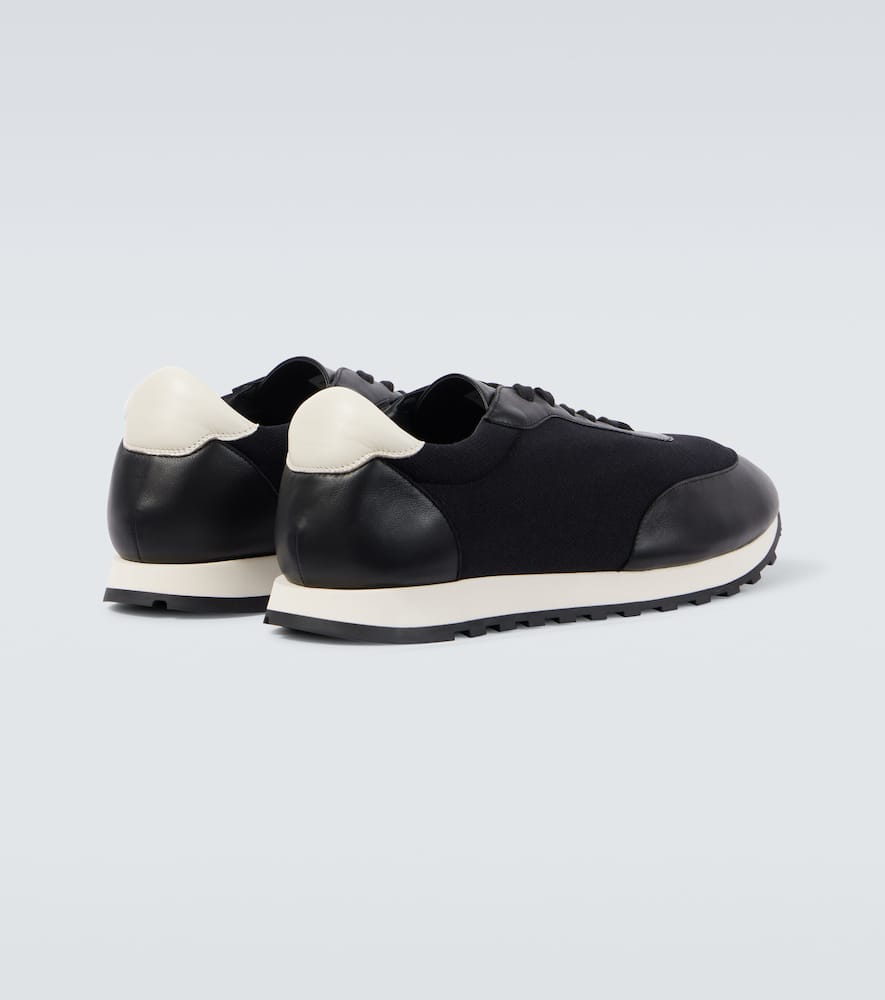 The Row Owen Leather-trimmed Sneakers In Black/white/black