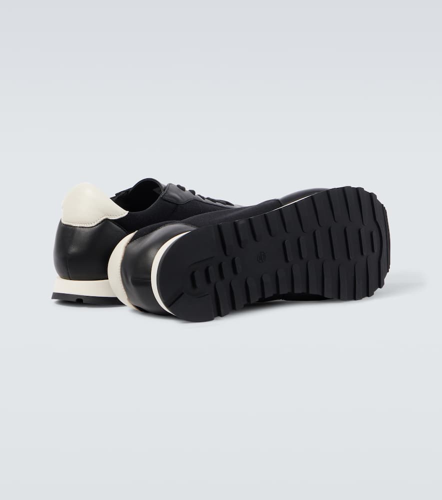The Row Owen Leather-trimmed Sneakers In Black/white/black