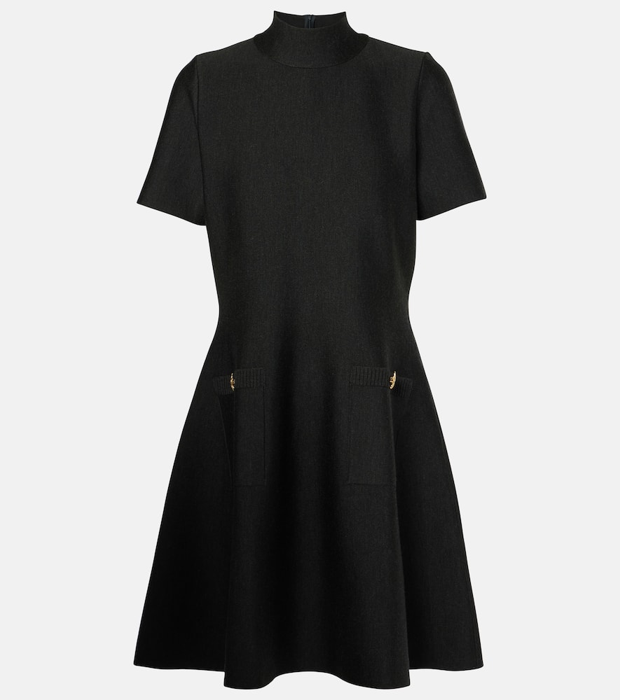 Oscar De La Renta Abstract Rose Button Tweed Dress In Black