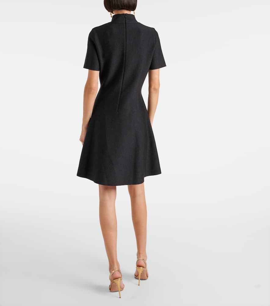 Oscar De La Renta Abstract Rose Button Tweed Dress In Black