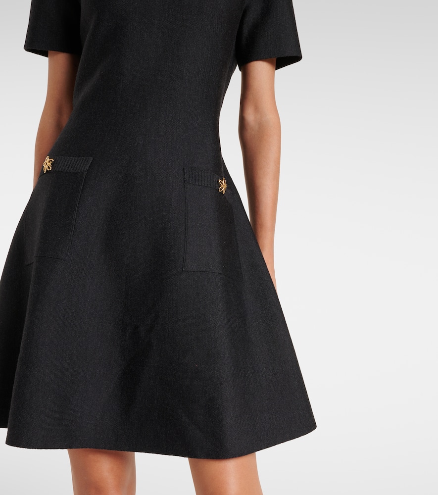 Oscar De La Renta Abstract Rose Button Tweed Dress In Black