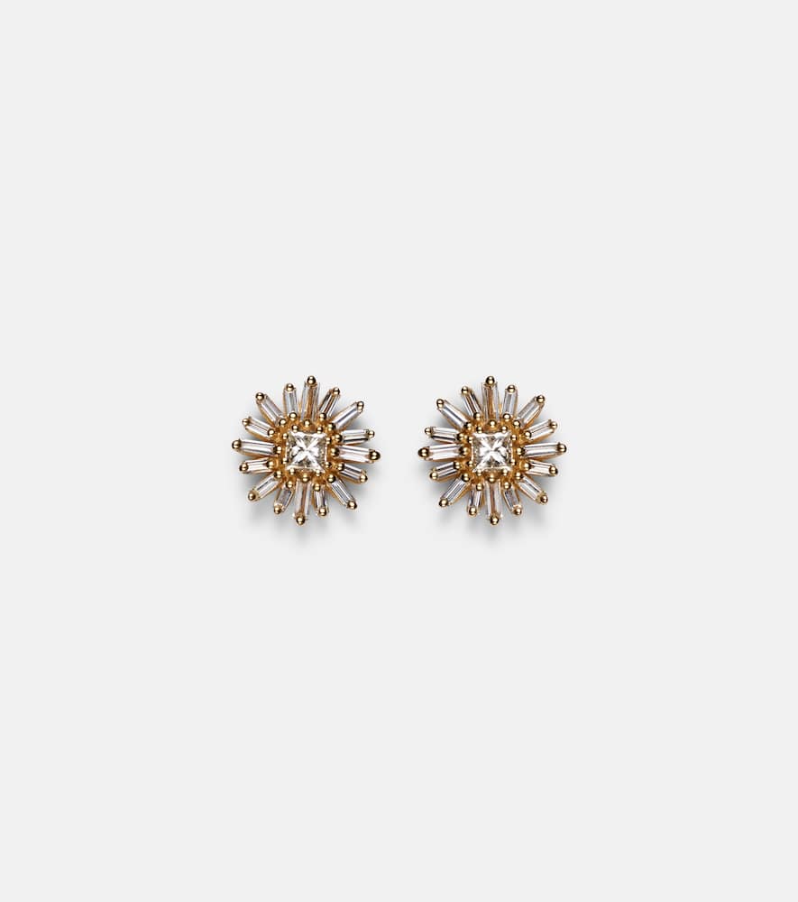 Suzanne Kalan Princess Mini 18kt Gold Earrings With Diamonds In Gold