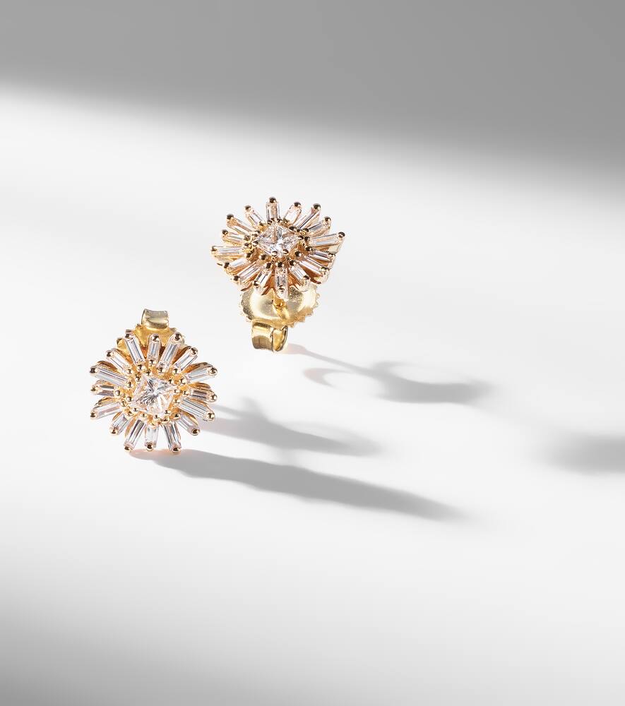 Suzanne Kalan Princess Mini 18kt Gold Earrings With Diamonds In Gold