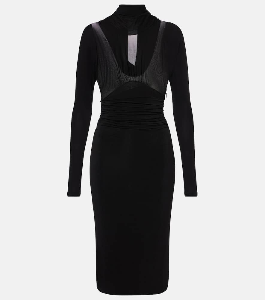 Gathered jersey midi dress