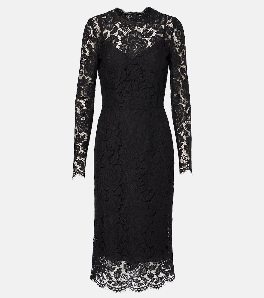 Dolce & Gabbana Dg Lace Midi Dress In Black