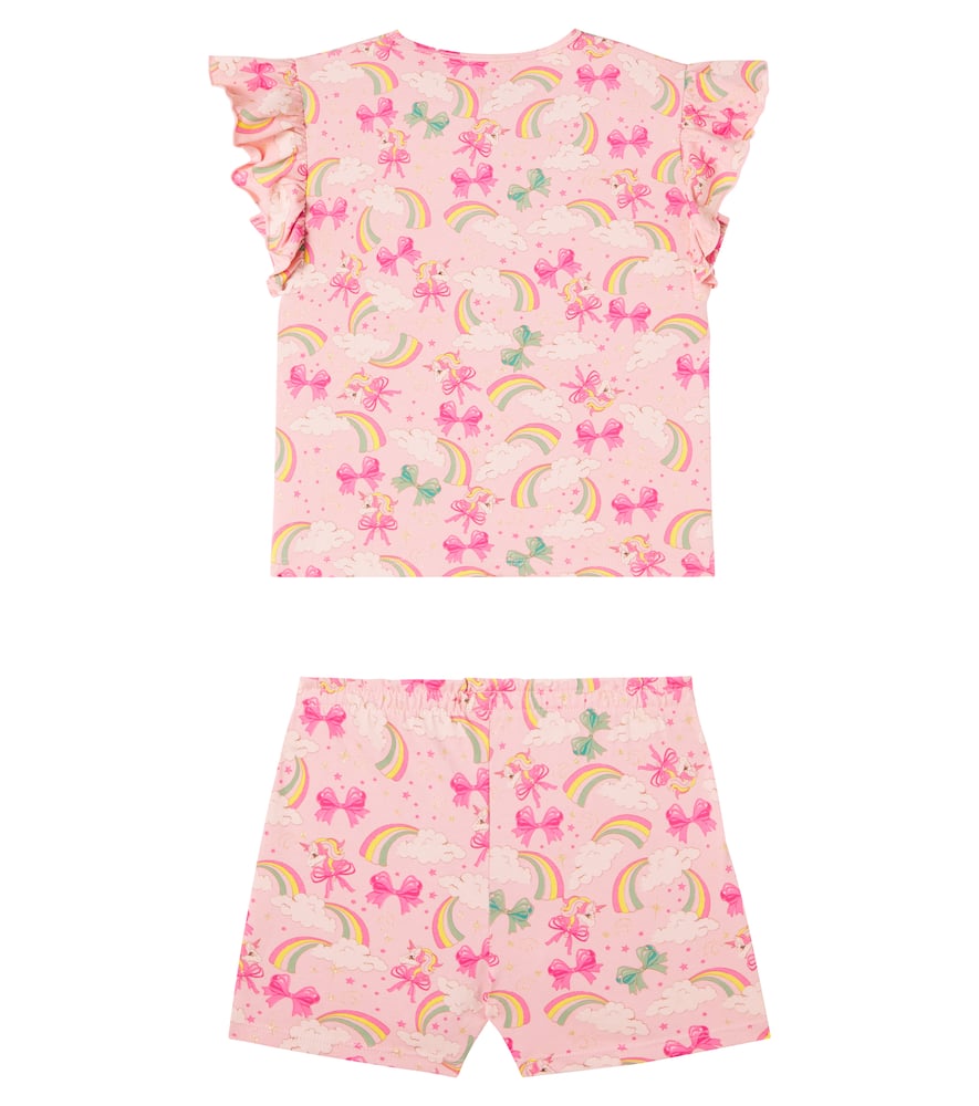 Konges Slojd Lin Frill Cotton Top And Shorts Set In Multicoloured