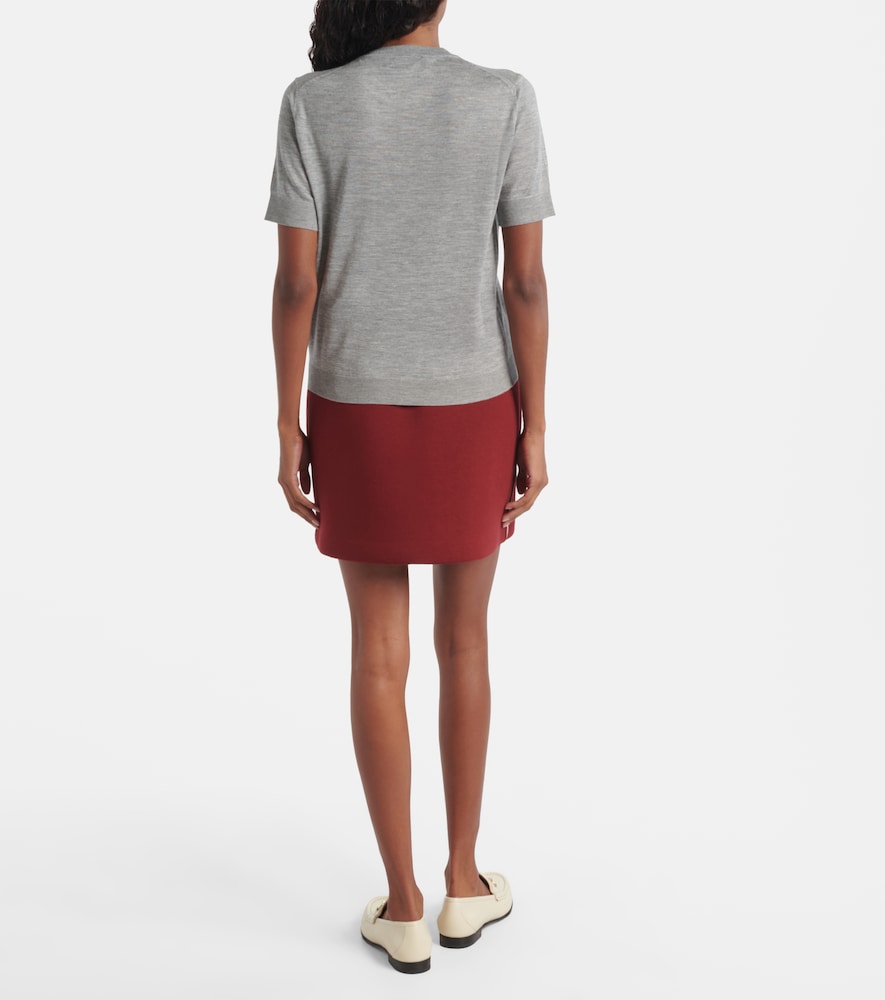  Gucci Gucci Logo Knitted Cashmere And Silk T-shirt 