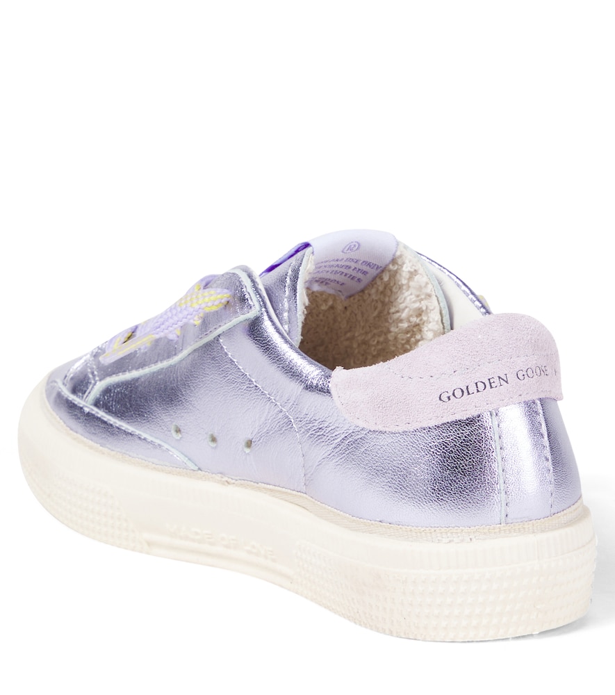  Golden Goose Kids Golden Goose Kids May Metallic Leather Sneakers 