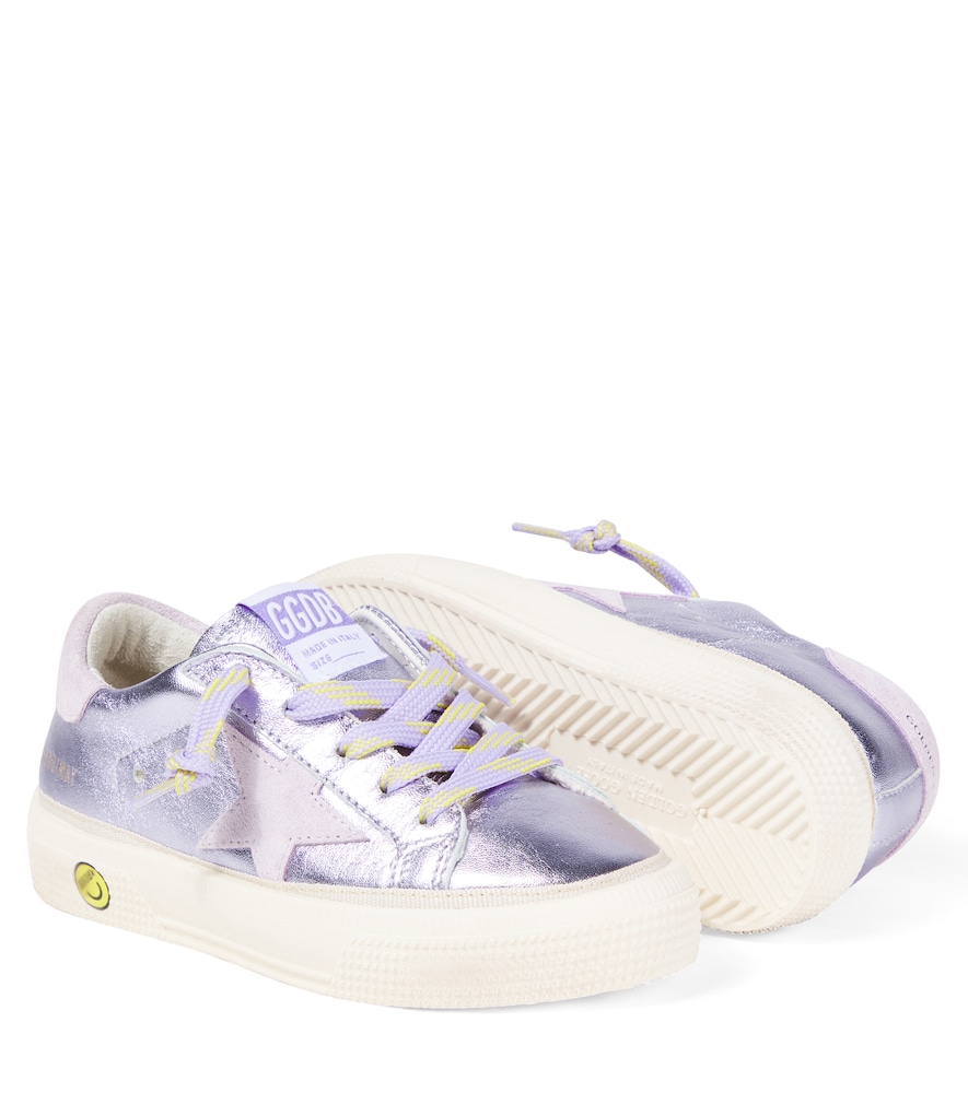 Golden Goose Kids Golden Goose Kids May Metallic Leather Sneakers 