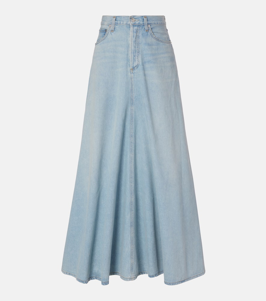 Odin mid-rise denim maxi skirt