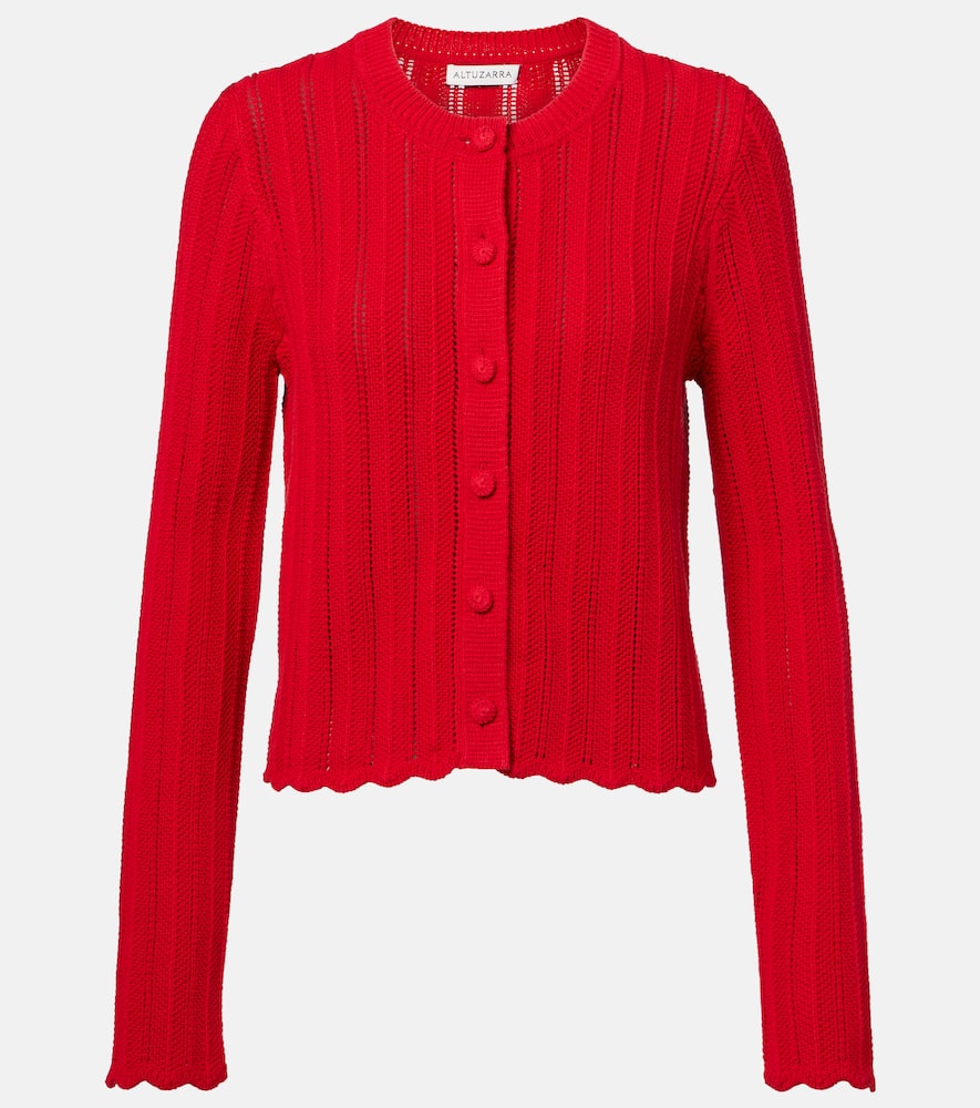 Mariette scalloped pointelle cotton cardigan