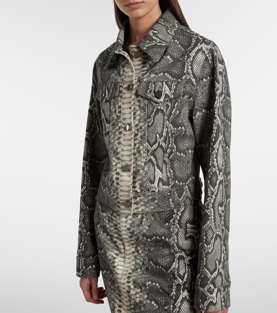 Gabriela Hearst Bronte Snake-print Cropped Denim Jacket In Gray