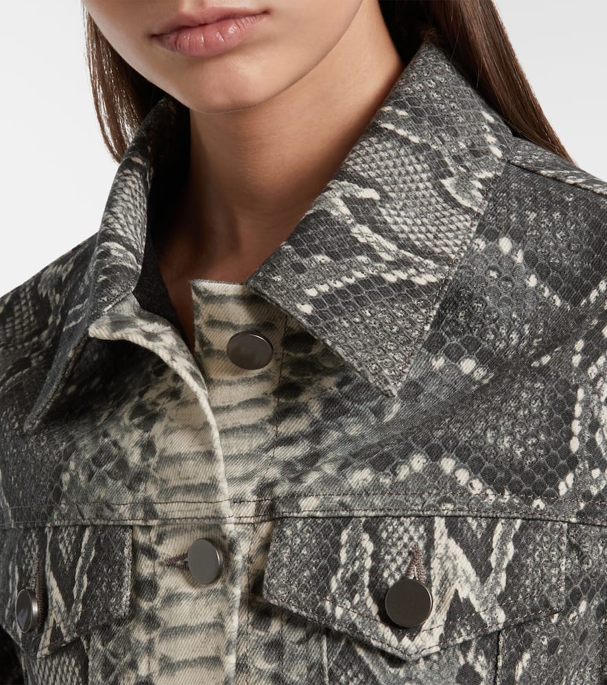 Gabriela Hearst Bronte Snake-print Cropped Denim Jacket In Gray