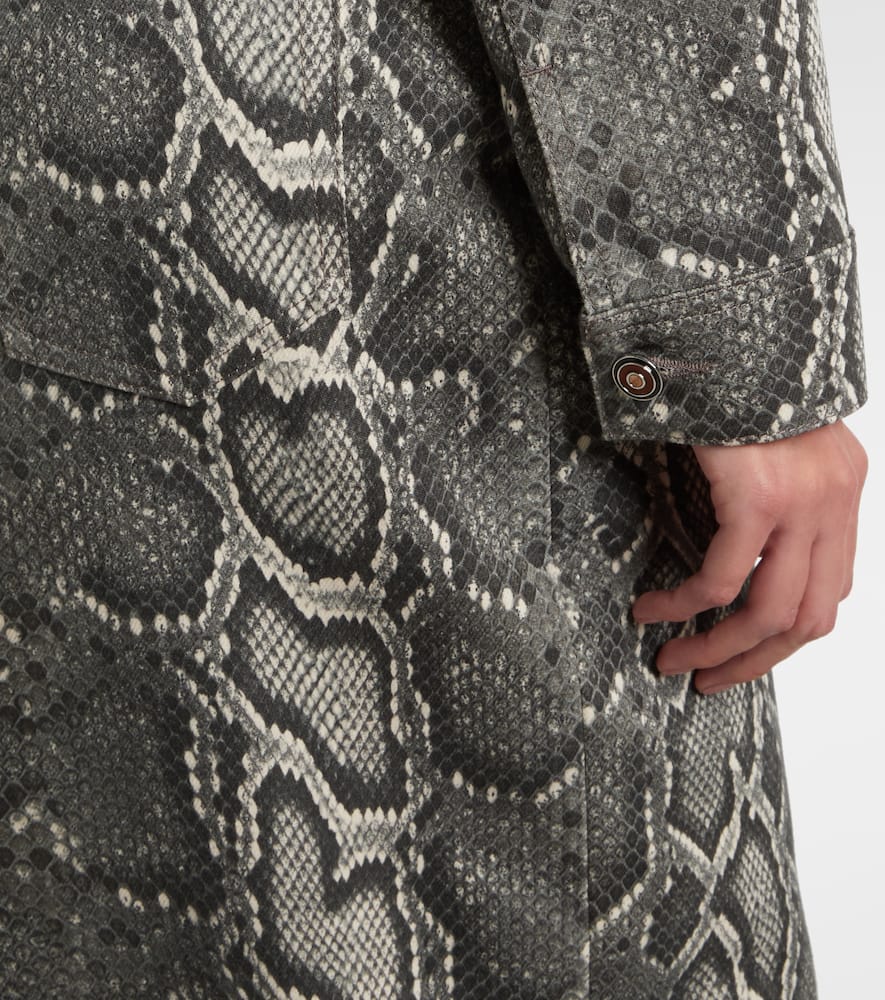 Gabriela Hearst Bronte Snake-print Cropped Denim Jacket In Gray