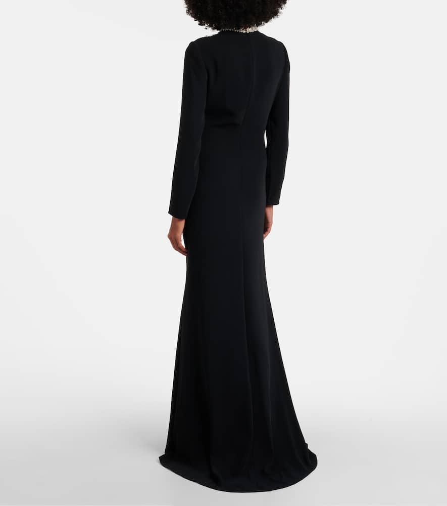 Costarellos Dellana Crystal-embellished Long-sleeve Maxi Dress In Black