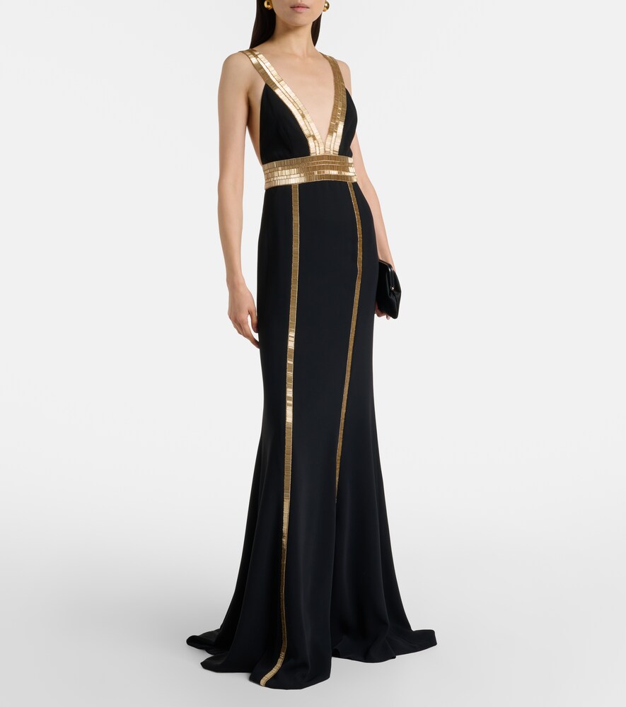 Costarellos Embellished crêpe gown