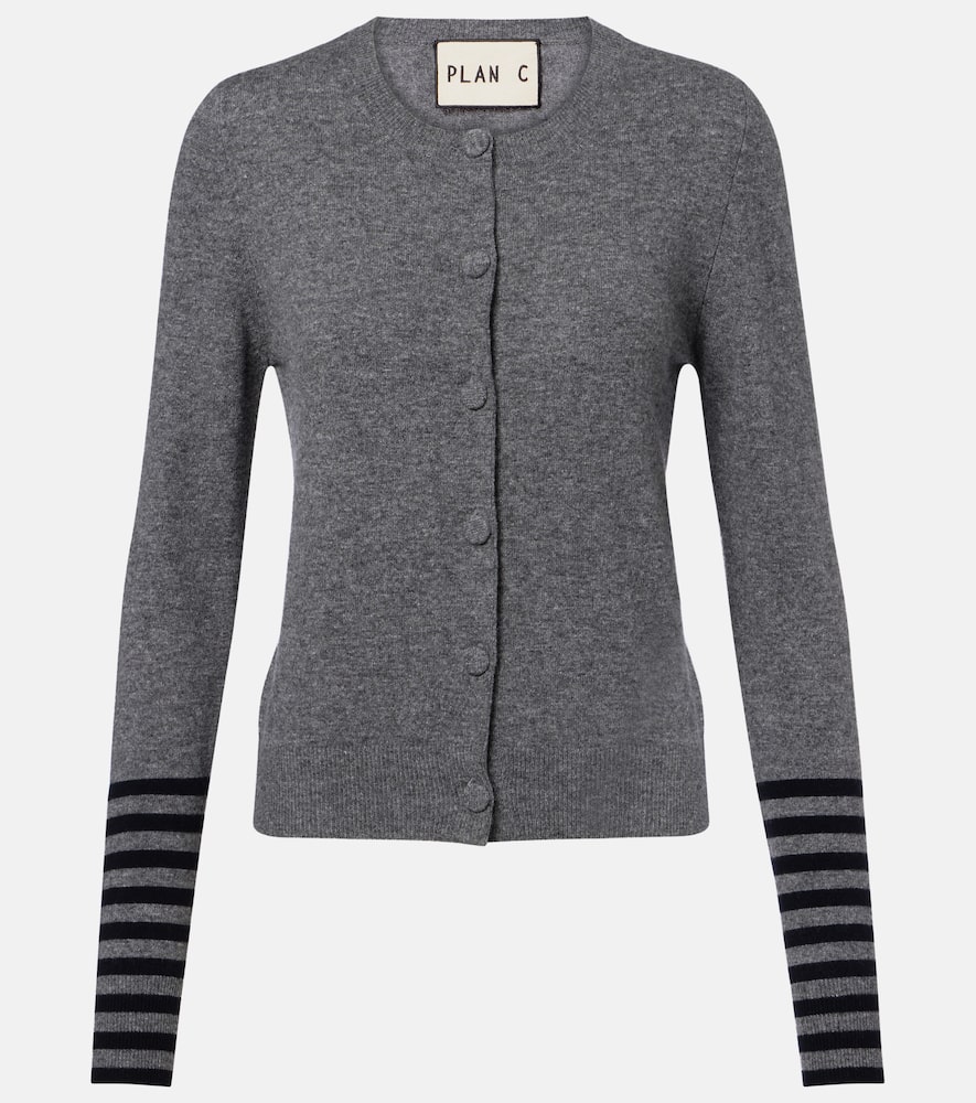 Plan C Wool Cardigan In Gray