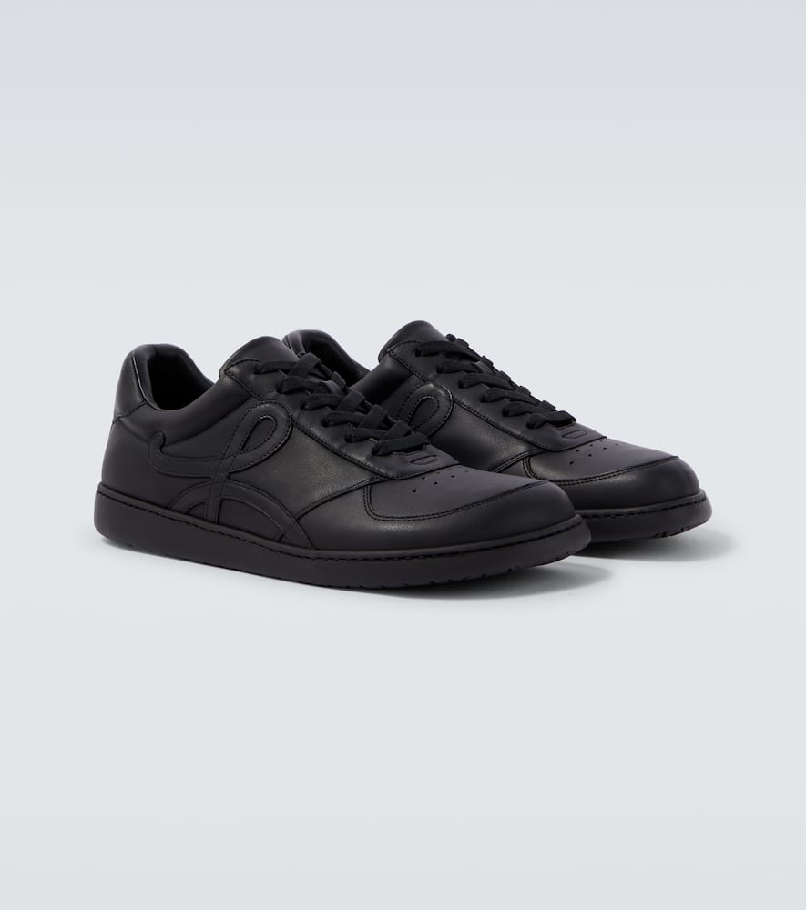 Loewe Jambo Logo-detail Leather Sneakers In Black