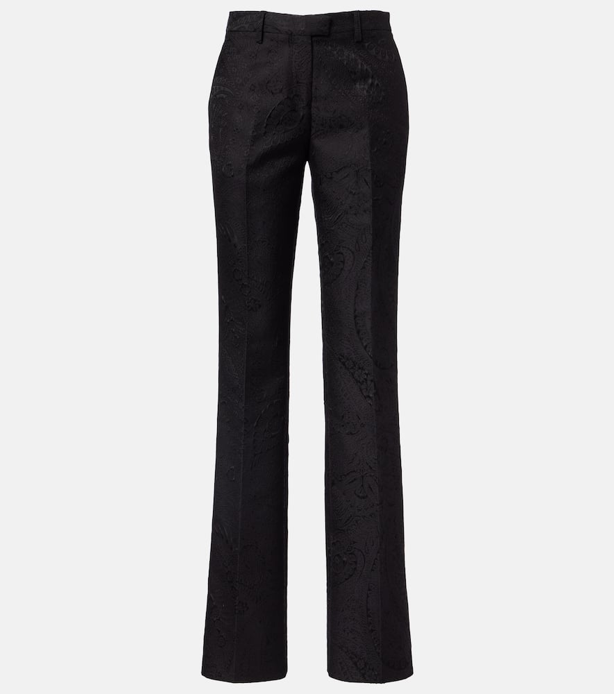 Etro Paisley Jacquard Bootcut Pants In Black