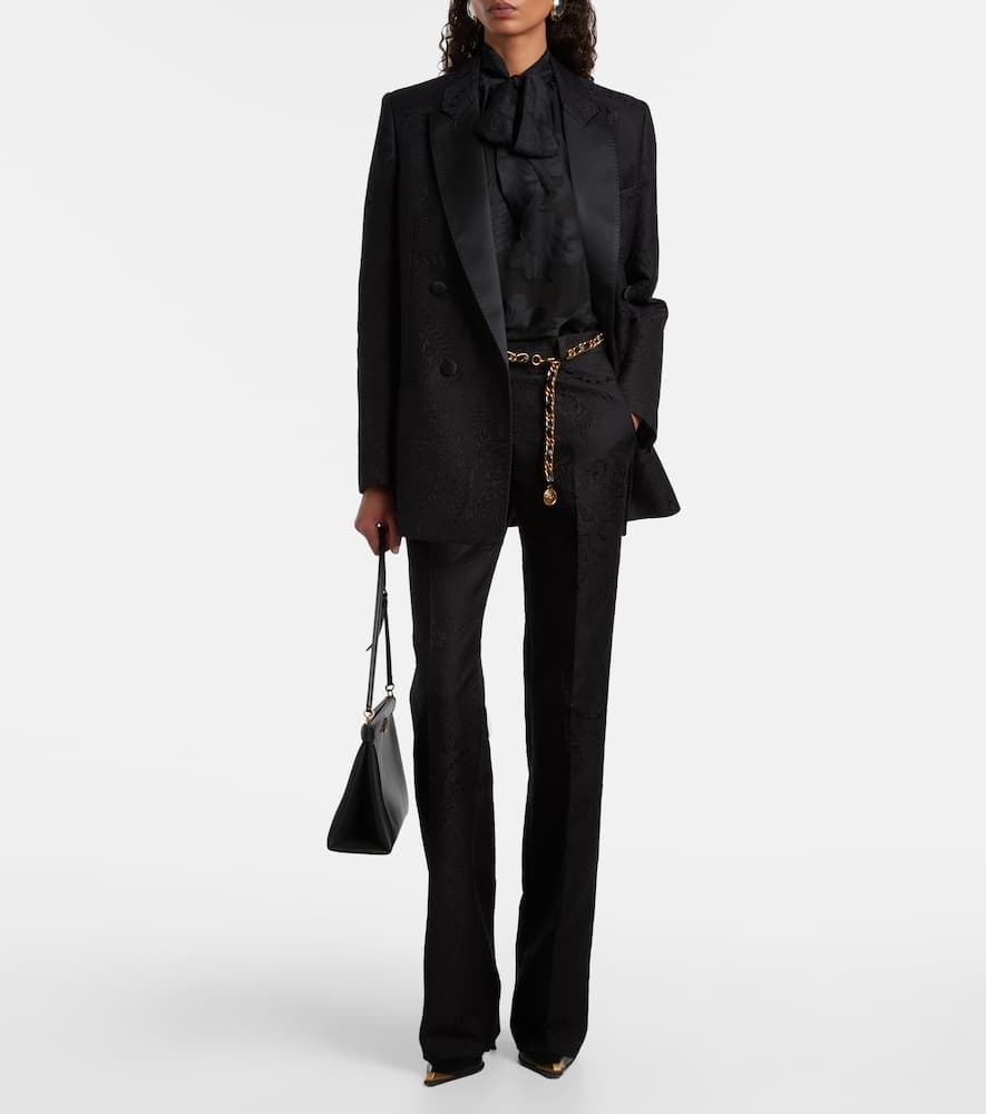 Etro Paisley Jacquard Bootcut Pants In Black