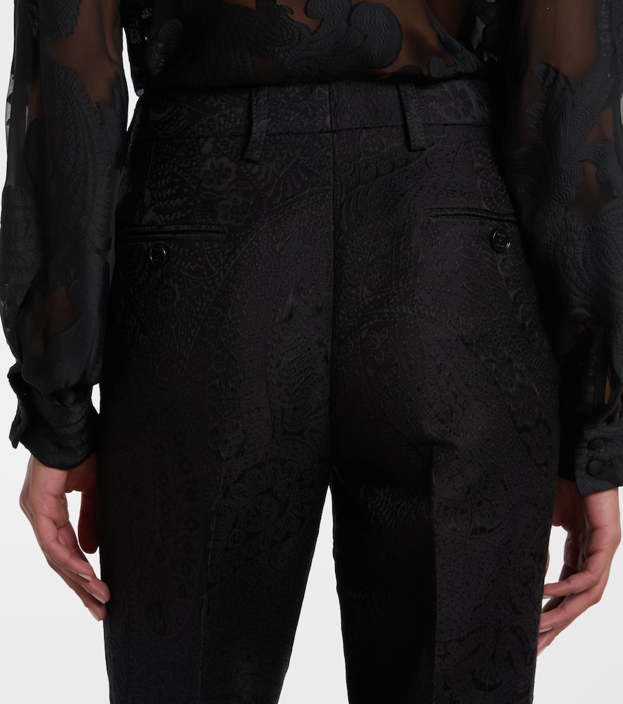 Etro Paisley Jacquard Bootcut Pants In Black