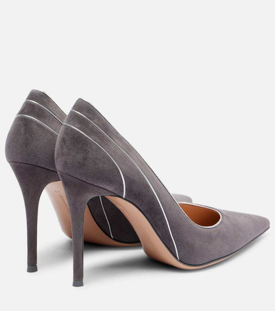 Gianvito Rossi Suede Pointed Toe Pumps In Gray
