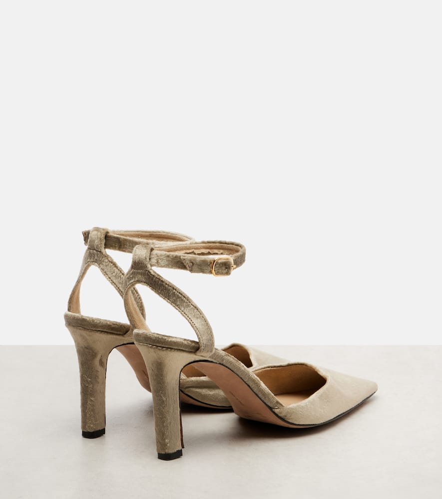 The Row Carla Velvet Ankle-strap Pumps In Brown